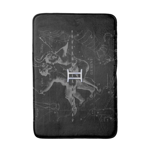 Heveliusのジェミニ(占星術の)十二宮図の記号のようにクロム染料で染めて下さい バスマット (正面縦)