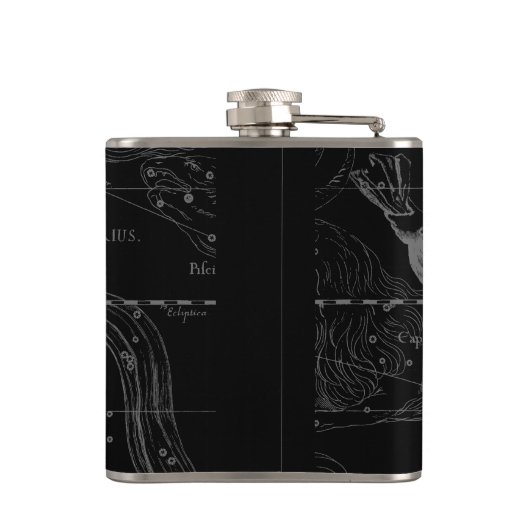 Heveliusマップ上のアクエリアスのようなクロム フラスク (裏面)