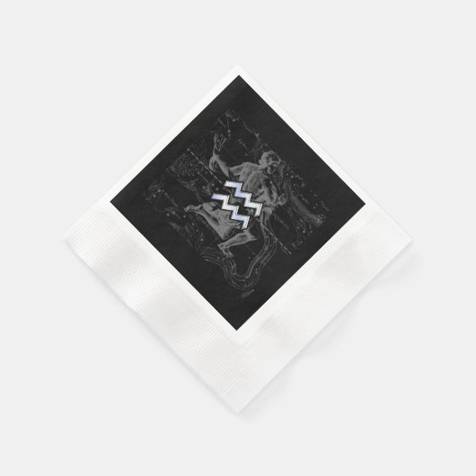 Heveliusマップ上のアクエリアスのようなクロム 縁ありカクテルナプキン (角)