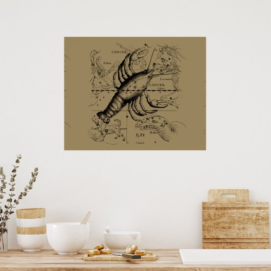 Hevelius 1690によるがん〔占星術の〕十二宮図星座 ポスター (キッチン)