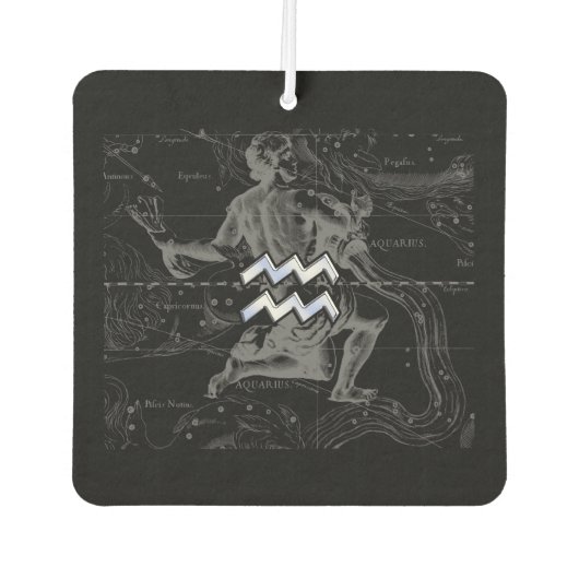 Hevelius 1690のクロームのようなアクエリアス〔占星術の〕十二宮図サイン カーエアーフレッシュナー (正面)