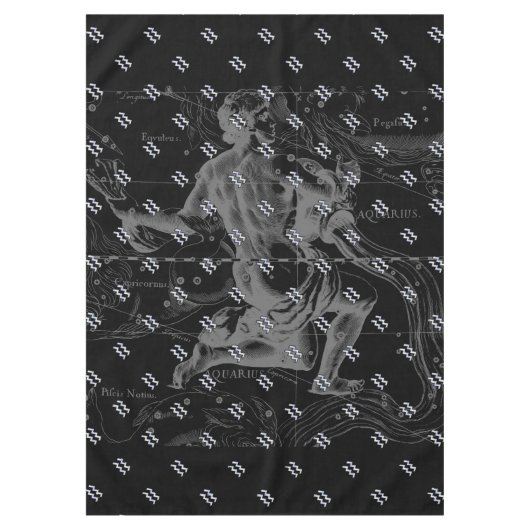 Hevelius 1690のクロームのようなアクエリアス〔占星術の〕十二宮図サイン テーブルクロス (正面)