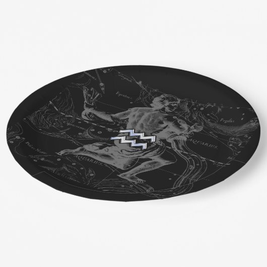Hevelius 1690のクロームのようなアクエリアス〔占星術の〕十二宮図サイン ペーパープレート (アングル)