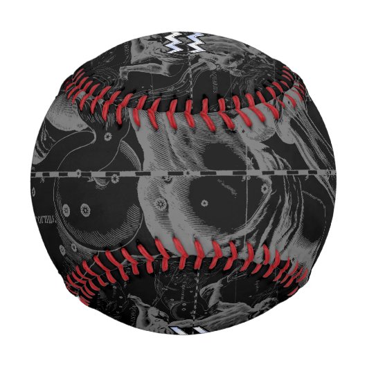 Hevelius 1690のクロームのようなアクエリアス〔占星術の〕十二宮図サイン 野球ボール (裏面)