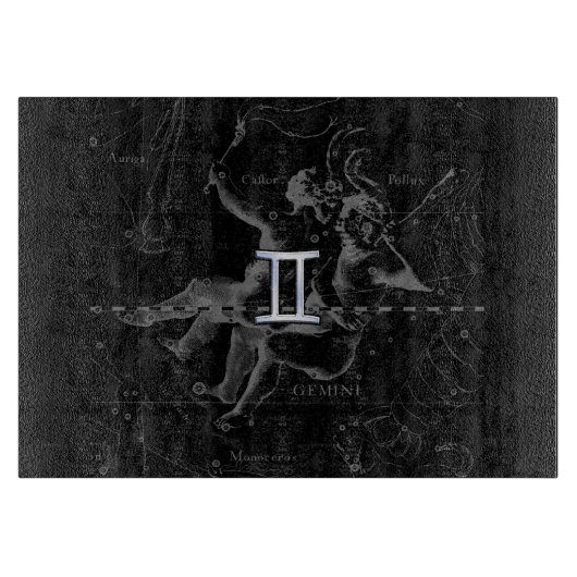 Hevelius 1690のクロームのようなジェミニ〔占星術の〕十二宮図サイン カッティングボード (正面)