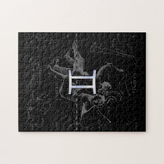 Hevelius 1690のクロームのようなジェミニ〔占星術の〕十二宮図サイン ジグソーパズル (横)
