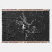 Hevelius 1690のクロームのようなジェミニ〔占星術の〕十二宮図サイン スローブランケット (正面)