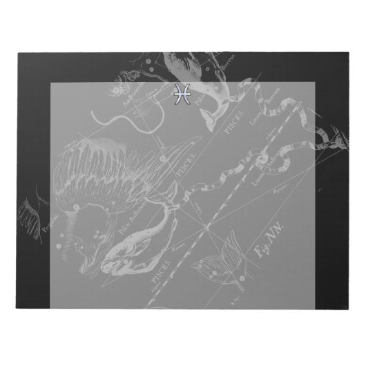 Hevelius 1690のクロームのような〔占星術の〕十二宮図サイン ノートパッド (正面)