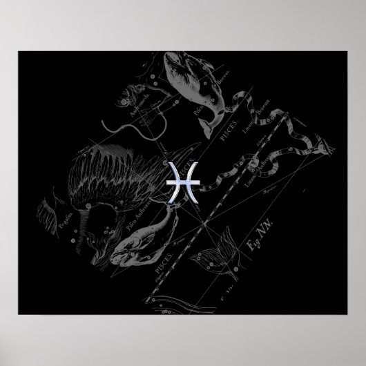 Hevelius 1690のクロームのような〔占星術の〕十二宮図サイン ポスター (正面)