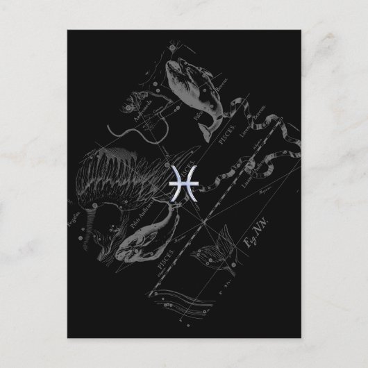 Hevelius 1690のクロームのような〔占星術の〕十二宮図サイン ポストカード (正面)