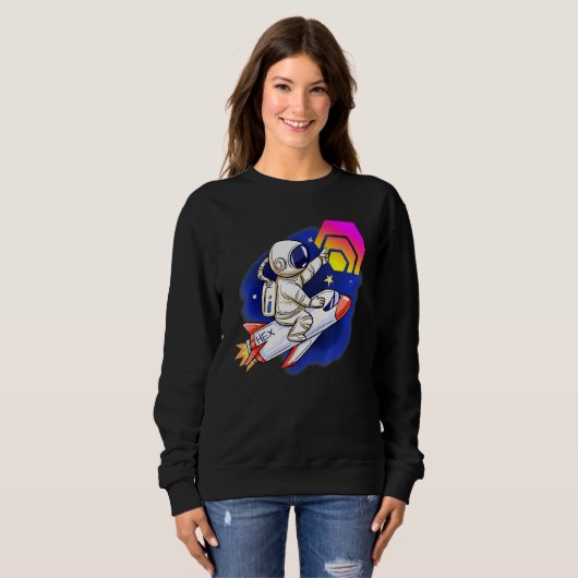Hex Crypto Moon Man Cute Rocket Cryptocurrency Sta スウェットシャツ (正面フル)