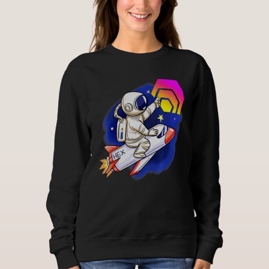 Hex Crypto Moon Man Cute Rocket Cryptocurrency Sta スウェットシャツ (正面)