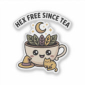 Hex Free Since Tea — cozy witch tea & cat シール (正面)