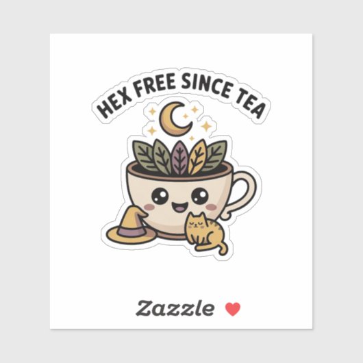 Hex Free Since Tea — cozy witch tea & cat シール (シート)