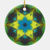 Hex Mandala Green Yellow and Blue セラミックオーナメント (裏面)