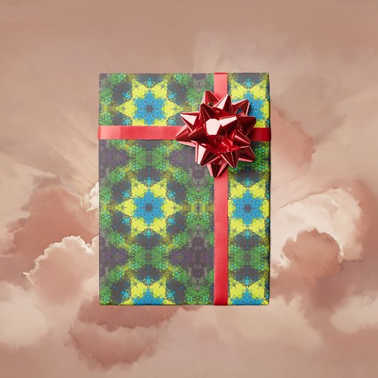 Hex Mandala Green Yellow and Blue ラッピングペーパー