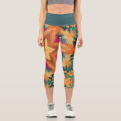 Hex Mandala Orange Blue and Pink カプリレギンス (正面)