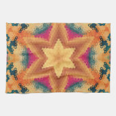 Hex Mandala Orange Blue and Pink キッチンタオル (横)
