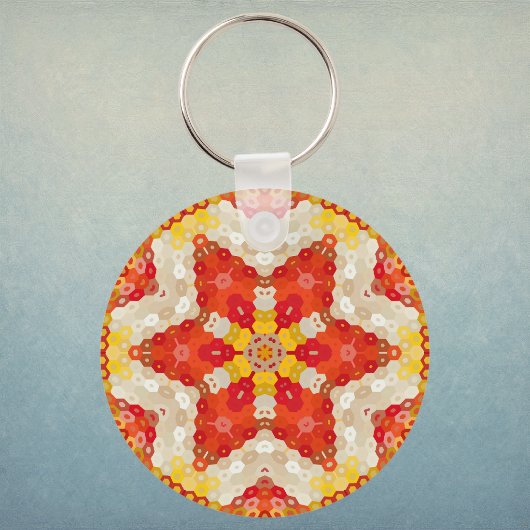 Hex Mandala Red and Yellow キーホルダー