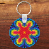 Hex Mandala Red Yellow and Blue キーホルダー (正面)