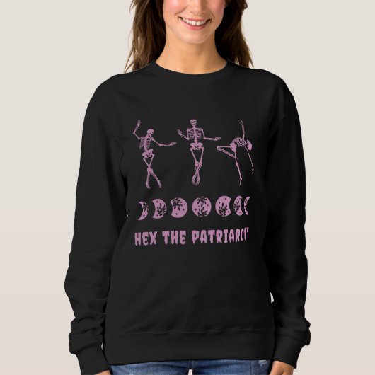 Hex The Patriarchy Goth Feminism Pink Dancing Skel スウェットシャツ (正面)
