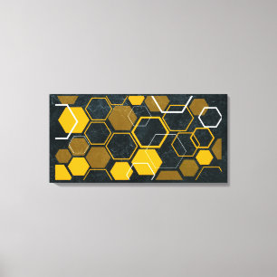 HexaFlux:未来的な六角形の流れ キャンバスプリント