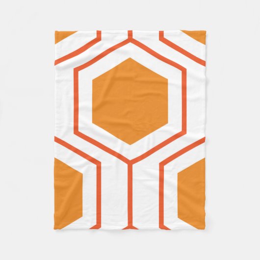 Hexagon abstract geometrical pattern in orange and フリースブランケット (正面)