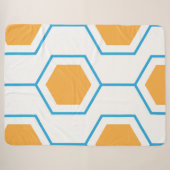 Hexagon abstract geometrical pattern in orange blu シェルパブランケット (正面(横))