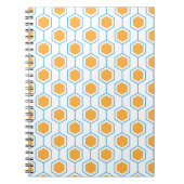 Hexagon abstract geometrical pattern in orange blu ノートブック (正面)