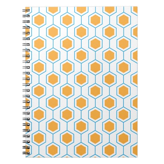 Hexagon abstract geometrical pattern in orange blu ノートブック (正面)