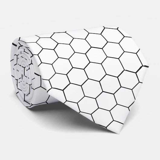 Hexagon honeycomb black and white pattern  ネクタイ (ロール)
