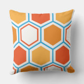 Hexagon in orange, blue and white クッション (裏面)