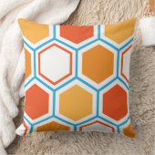 Hexagon in orange, blue and white クッション (ブランケット)