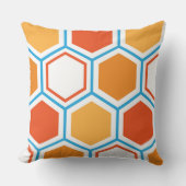 Hexagon in orange, blue and white クッション (正面)