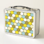 Hexagon Pattern in Yellow, Green and Blue メタルランチボックス (裏面)
