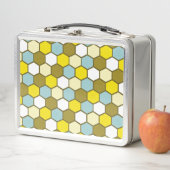 Hexagon Pattern in Yellow, Green and Blue メタルランチボックス (インサイチュ)