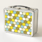 Hexagon Pattern in Yellow, Green and Blue メタルランチボックス (正面)