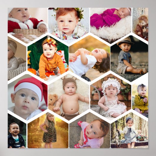 Hexagon Photo Collage ポスター (正面)