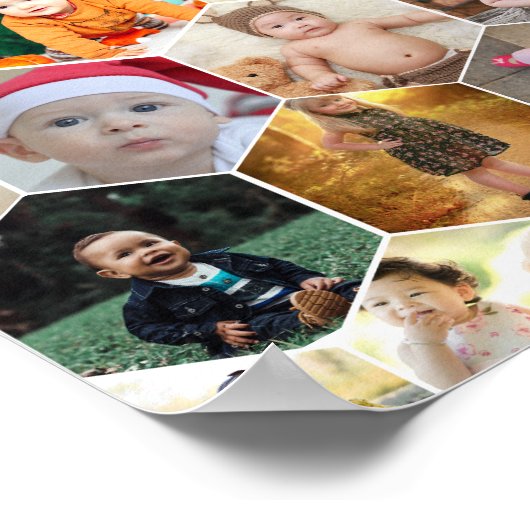 Hexagon Photo Collage ポスター (角)