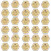 Hexagon-shaped Honey Label with Yellow Bee シール (正面)