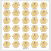 Hexagon-shaped Honey Label with Yellow Bee シール (シート)