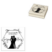 Hexagon Wedding Stamp with Couple Silhouette ラバースタンプ (押印)