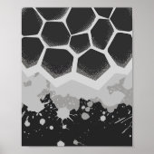 Hexagonal Pattern with Gray Paint Splashes ポスター (正面)