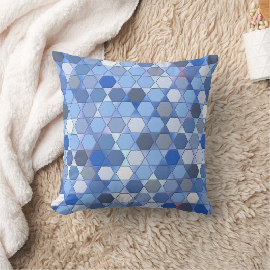 Hexagons in Shades of Blue クッション (ブランケット)