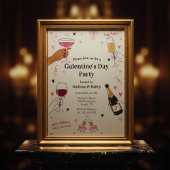 Hey Babe Galentines Invitation Gold Frame 招待状