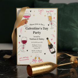 Hey Babe Galentines Invitation Gold Frame 招待状