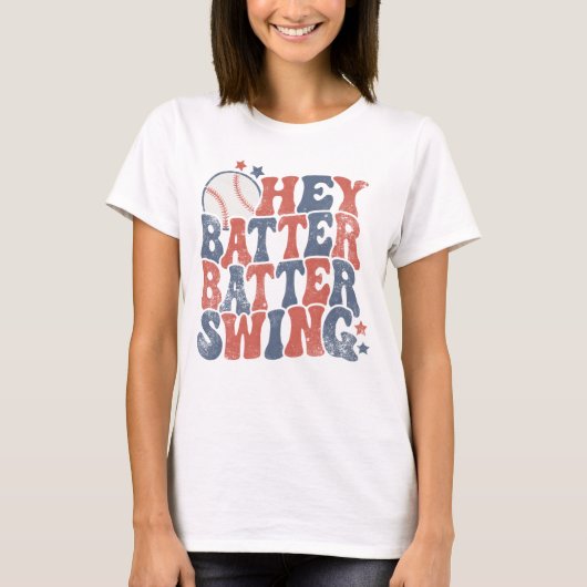 Hey Batter Batter Swing Tee 野球ゲームTシャツ Tシャツ (正面)