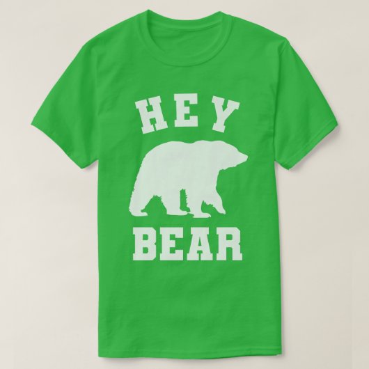 Hey Bear! Funny Hiking Outdoors Black Grizzly Bear Tシャツ (デザイン正面)