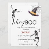 Hey Booスケルトン赤ちゃんシャワー 招待状 (正面/裏面)