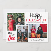 Hey Booハロウィン不気味ファミリーフォトコラージュ シーズンカード (正面)